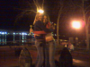 me and morgan on a fountain downtown